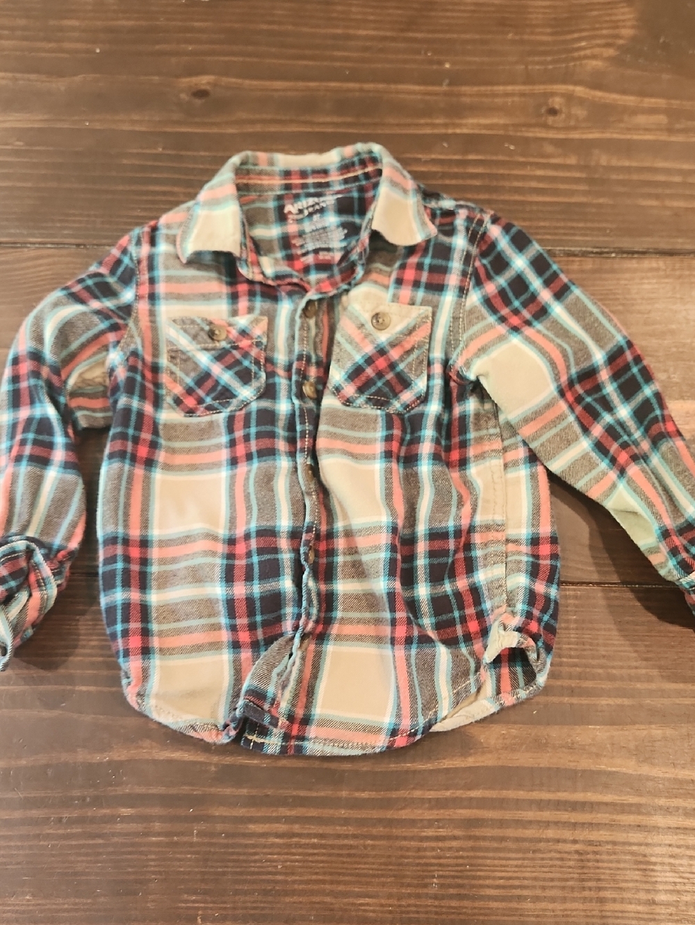 Arizona Jean Company Plaid Button-Down Shirt - Teal & Coral